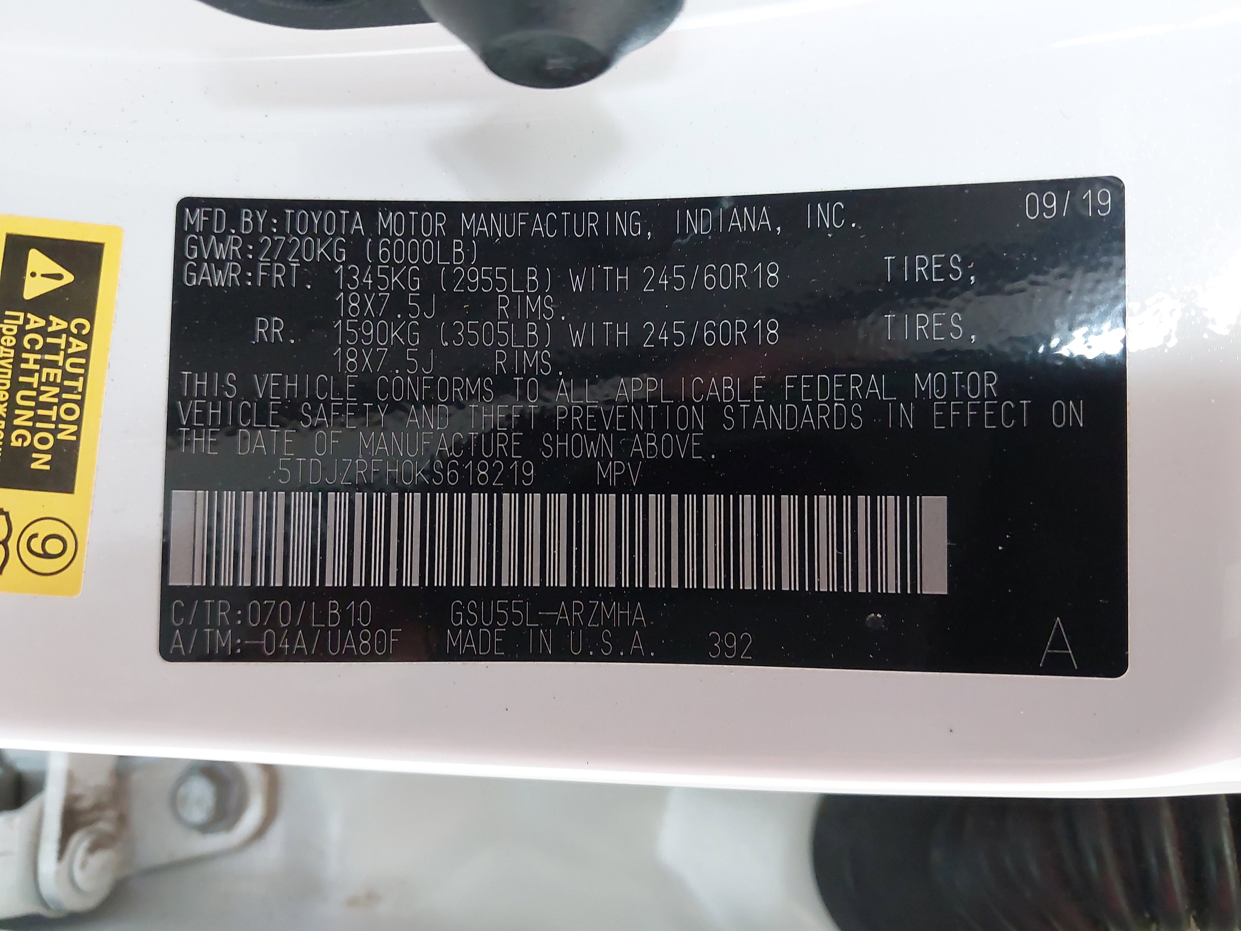 2019 Toyota Highlander SE