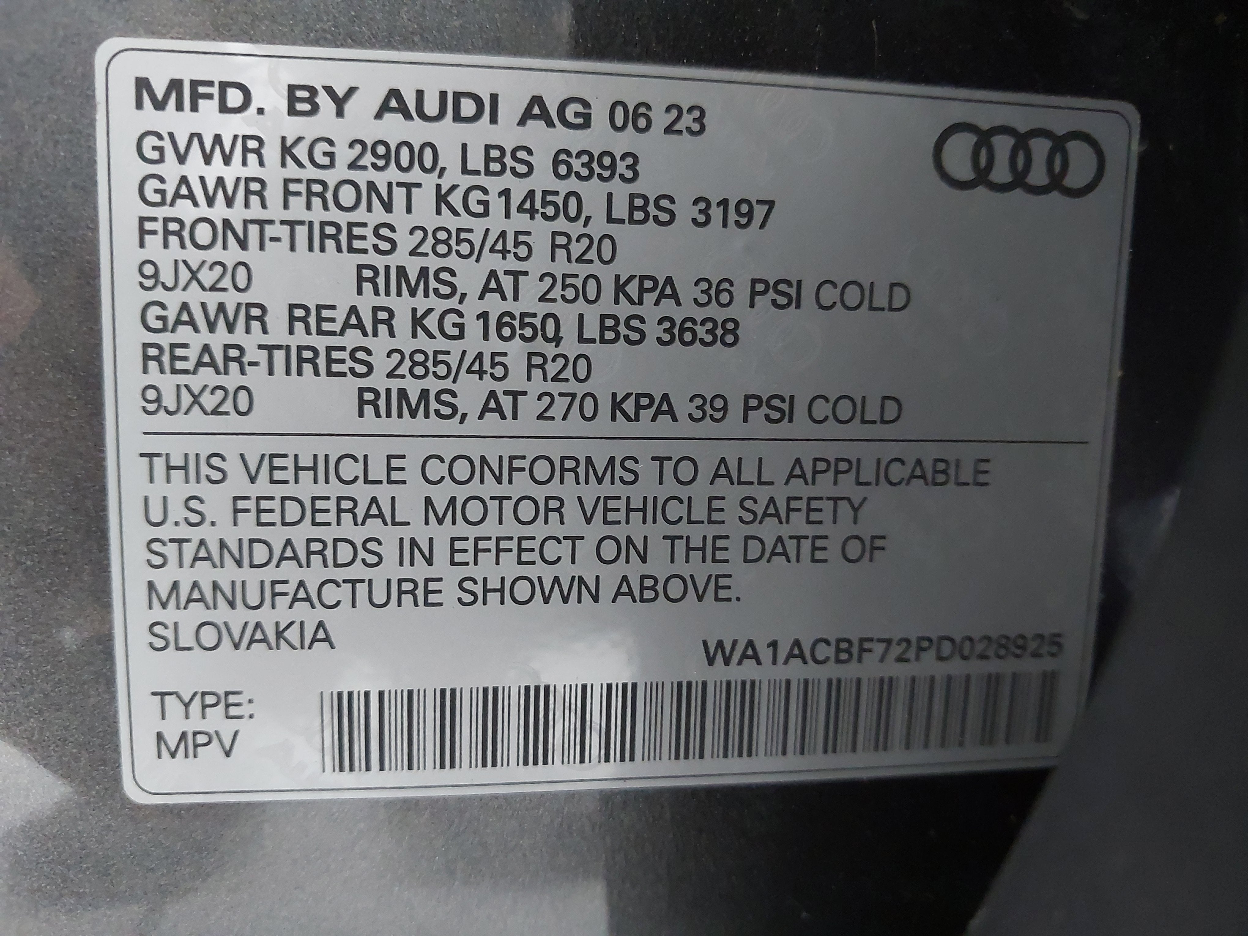 2023 Audi Q7 Premium 45 TFSI quattro Tiptronic