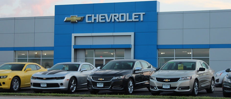 front of Poage Chevrolet dealership
