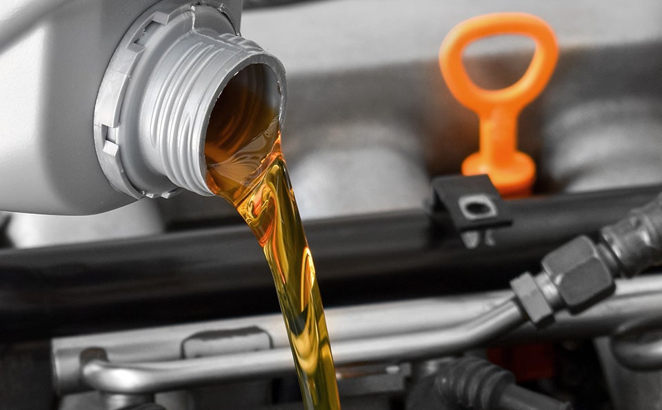 Car oil service in progress